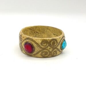Fred Sexton Nube Blanca Paper Mache Bangle Bracelet Mexico Multi Color Gems FS